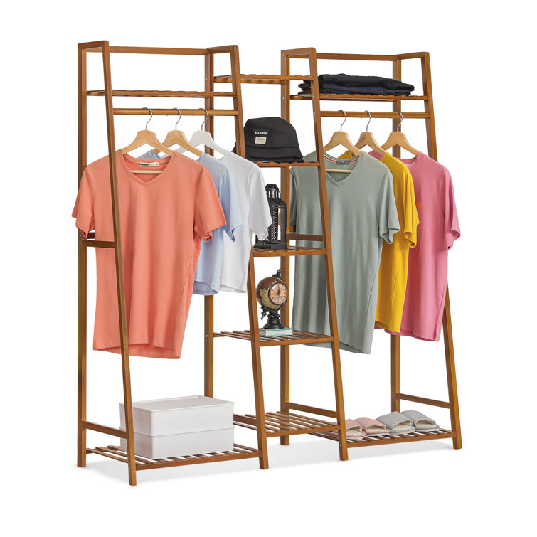 MoNiBloom 5 Tiers Trapezoid Coat Rack Closet Wardrobe Organizer